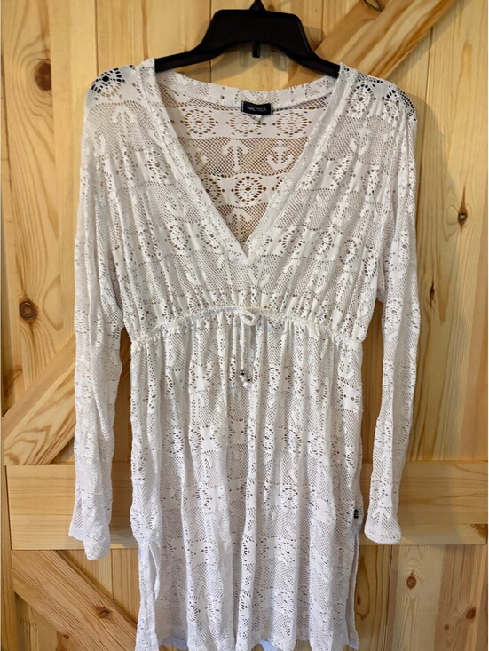 Nautica Other - Nautica Women's White Crochet Long Sleeve Dress Size Large